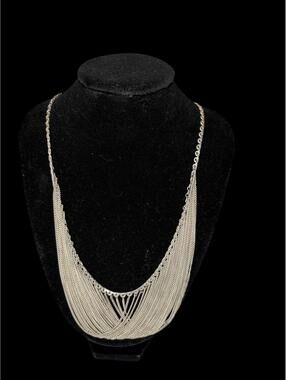 Vintage Sterling Silver Multi-Strand Draped Statement Necklace 925